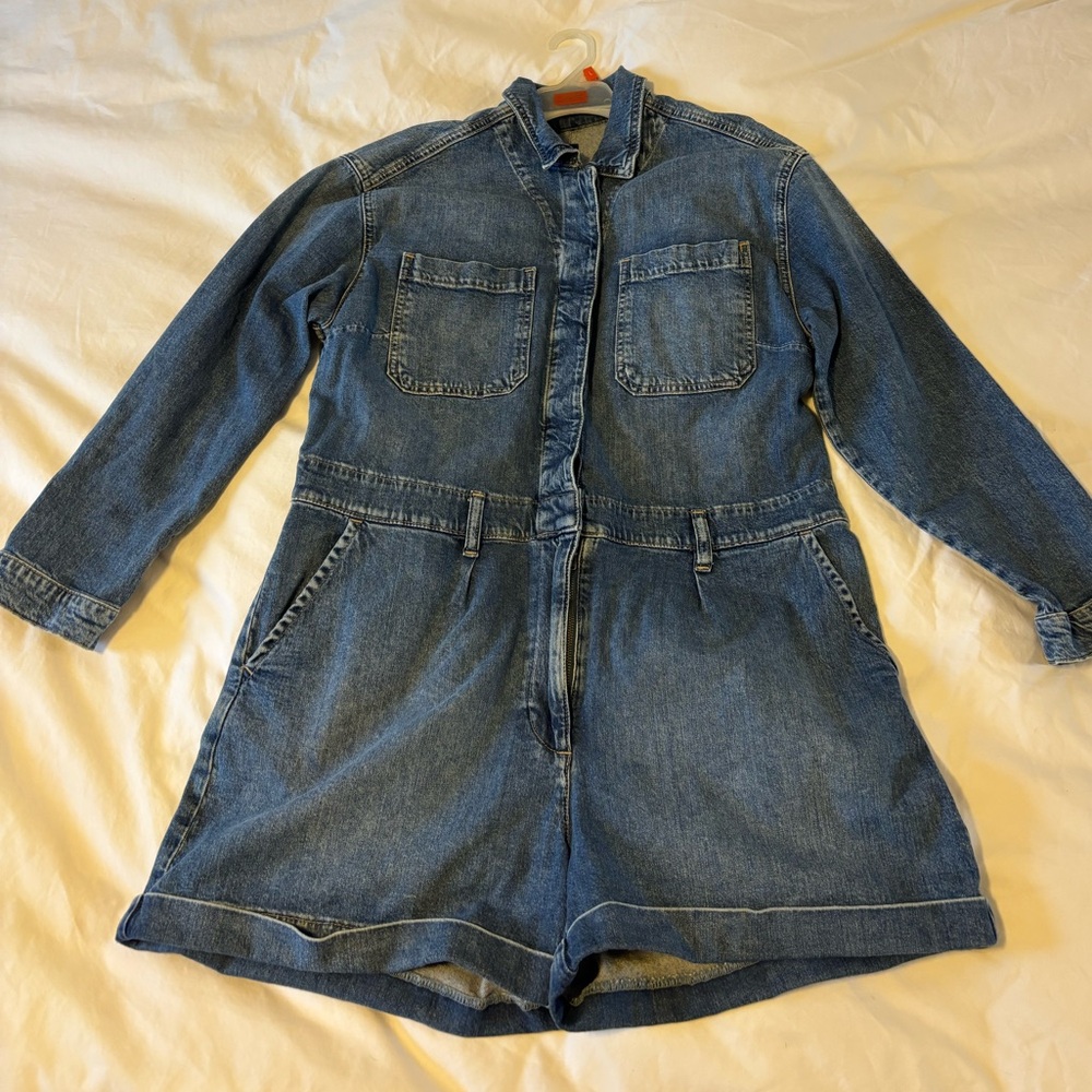 GAP Blue Denim Jumpsuit with Distressed Details